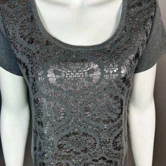 Anthropologie Moth sweater small gray metallic fairy holiday royal cotton - Picture 2 of 10